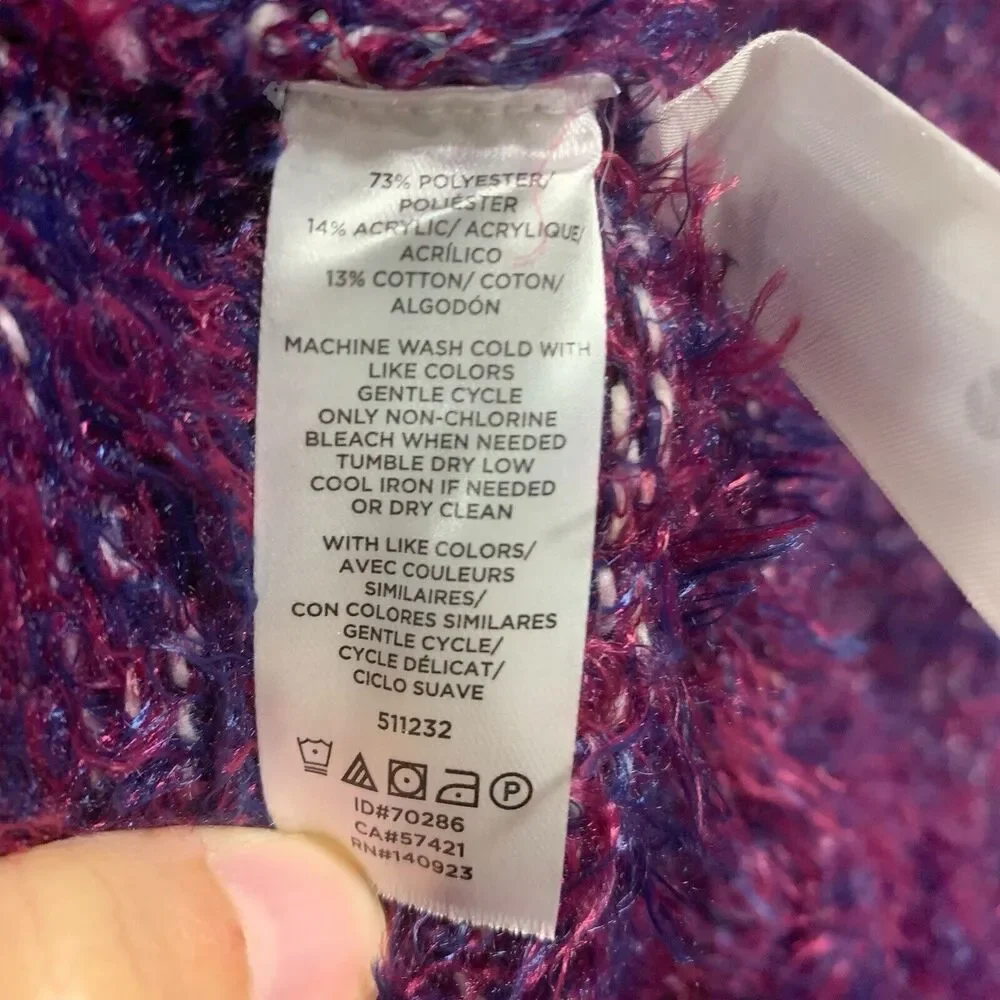 Lou and Grey Womens Purple Pink Haze Fuzzy Long Sleeve Sweater M Valentines Day